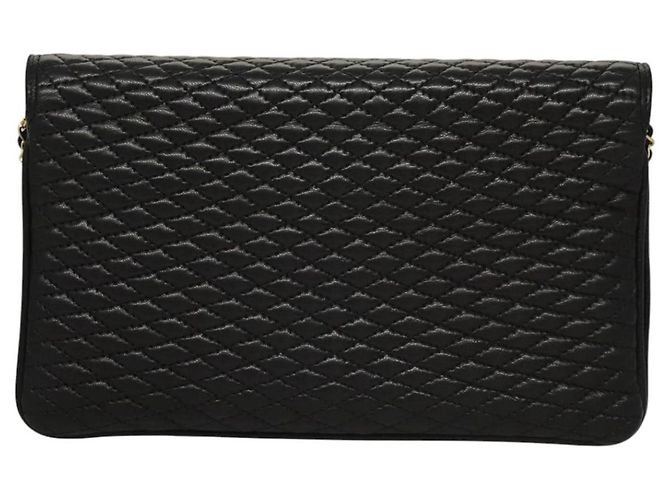 Bolsa de ombro BALLY em couro preto e dourado Auth EC1031 - vista 2