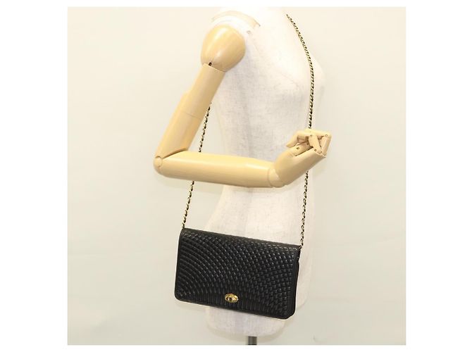 Bolsa de ombro BALLY em couro preto e dourado Auth EC1031 - vista 22