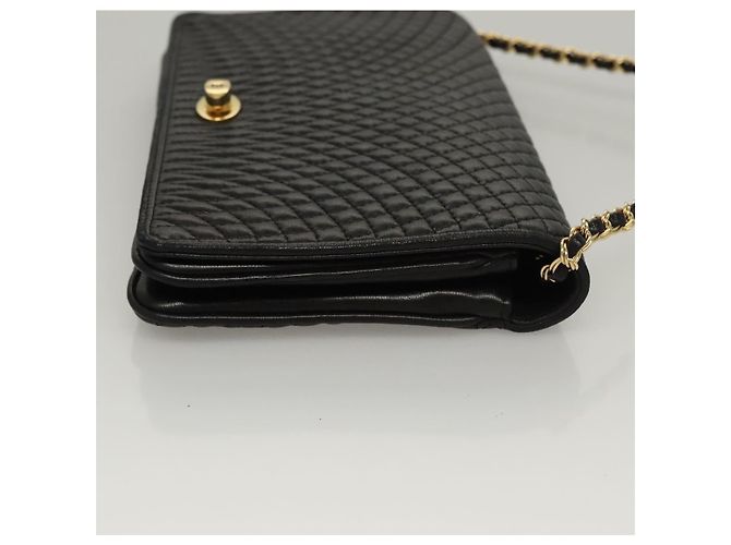 Bolsa de ombro BALLY em couro preto e dourado Auth EC1031 - vista 3