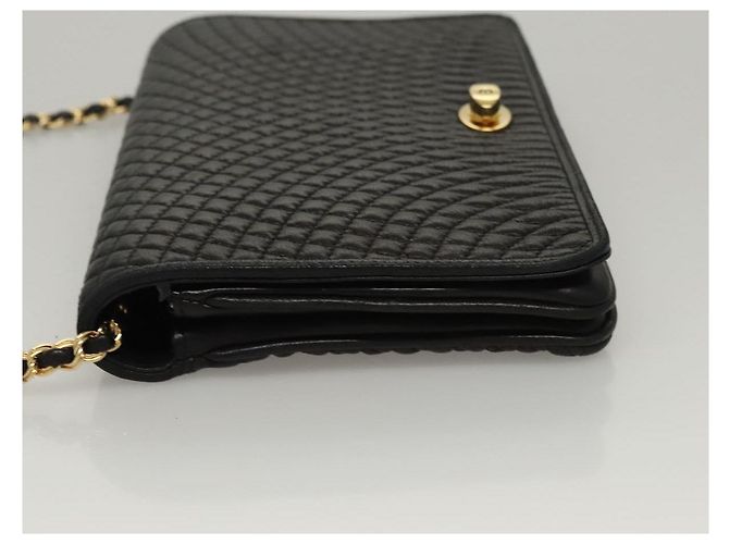 Bolsa de ombro BALLY em couro preto e dourado Auth EC1031 - vista 4