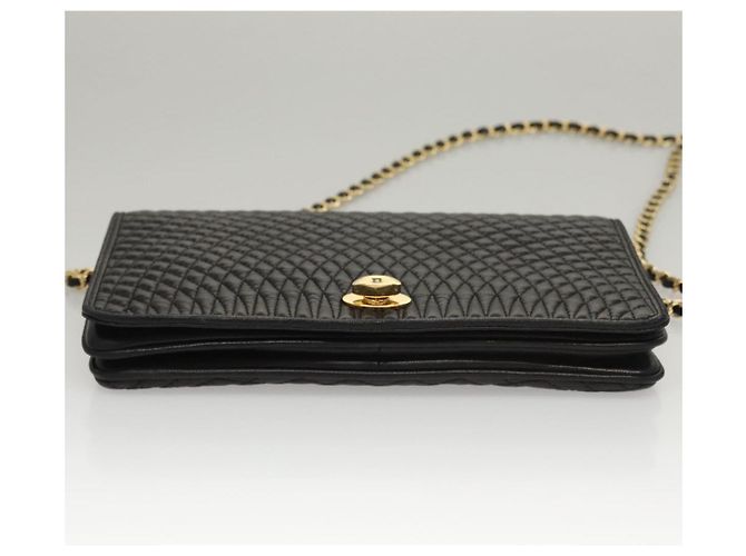 Bolsa de ombro BALLY em couro preto e dourado Auth EC1031 - vista 5