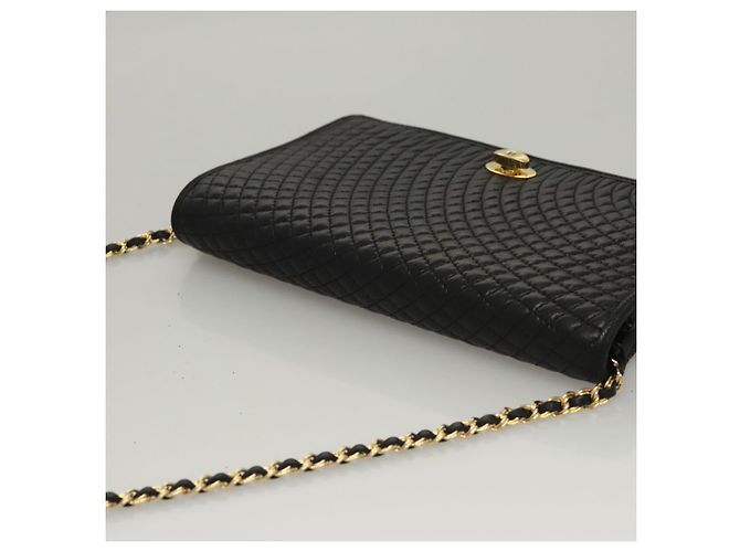 Bolsa de ombro BALLY em couro preto e dourado Auth EC1031 - vista 6