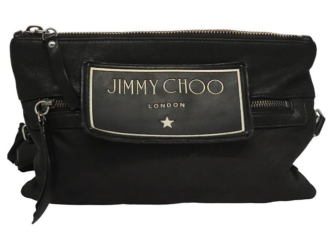 Borsa a spalla Jimmy Choo in nylon e pelle nera Auth bs23874 Nero - vista 13