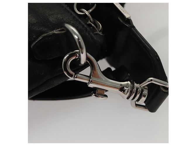 Borsa a spalla Jimmy Choo in nylon e pelle nera Auth bs23874 Nero - vista 18