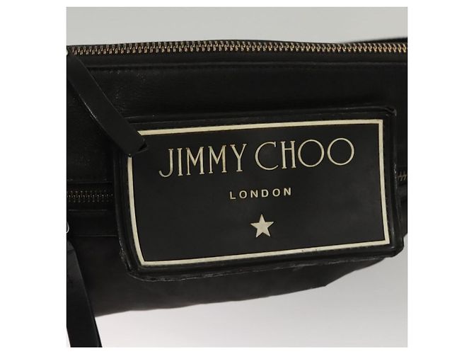 Borsa a spalla Jimmy Choo in nylon e pelle nera Auth bs23874 Nero - vista 19