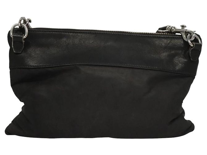 Borsa a spalla Jimmy Choo in nylon e pelle nera Auth bs23874 Nero - vista 2
