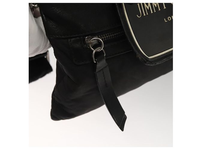 Borsa a spalla Jimmy Choo in nylon e pelle nera Auth bs23874 Nero - vista 20