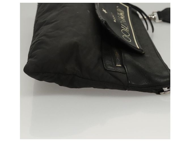 Borsa a spalla Jimmy Choo in nylon e pelle nera Auth bs23874 Nero - vista 3