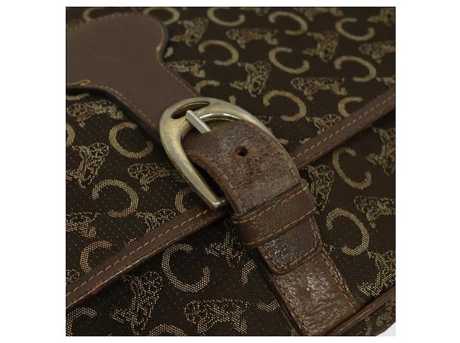 Céline Borsa a spalla Celine C Sulky in tela marrone Auth bs23894 - vista 17