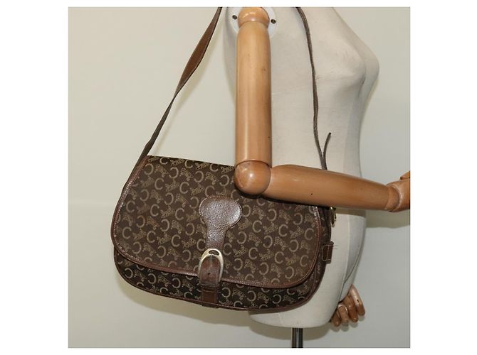 Céline Borsa a spalla Celine C Sulky in tela marrone Auth bs23894 - vista 22