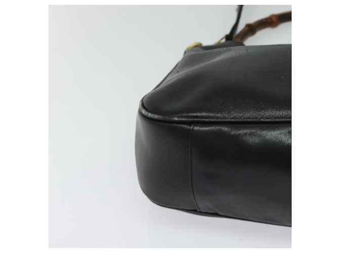 Borsa a mano in pelle GUCCI Bamboo 2 vie nera oro 001 3444 1638 Auth BA755 Nero D'oro - vista 15