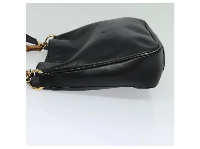 Borsa a mano in pelle GUCCI Bamboo 2 vie nera oro 001 3444 1638 Auth BA755 Nero D'oro - vista 3