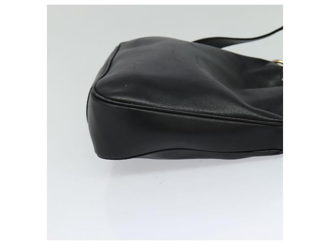 Borsa a mano in pelle GUCCI Bamboo 2 vie nera oro 001 3444 1638 Auth BA755 Nero D'oro - vista 4