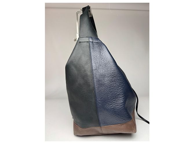 Vintage Marni Leder Tasche Marine Schwarz Braun - Ansicht 12