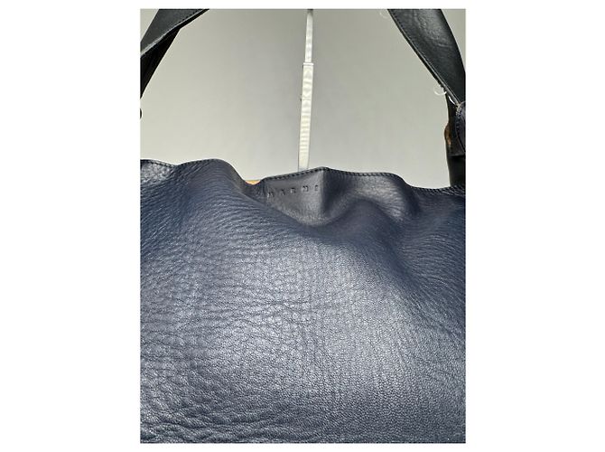 Vintage Marni Leder Tasche Marine Schwarz Braun - Ansicht 15