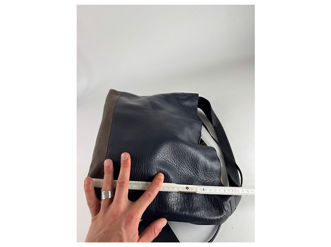 Vintage Marni Leder Tasche Marine Schwarz Braun - Ansicht 5