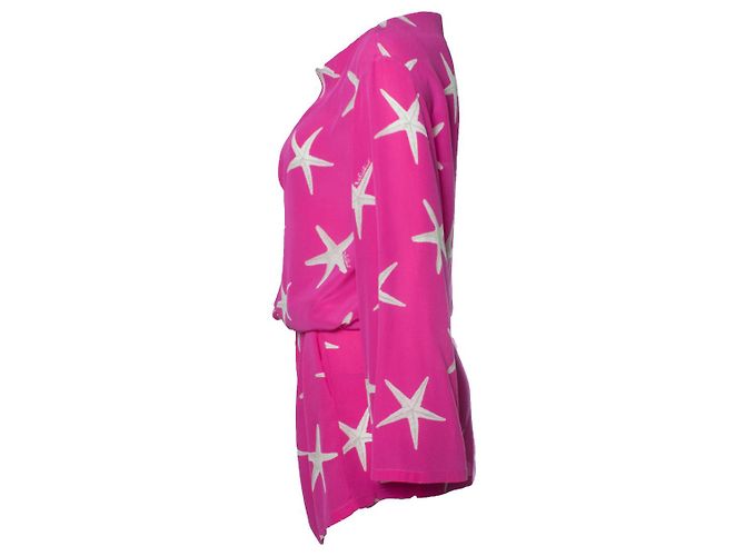 Valentino Garavani, minivestido de seda con estampado de estrella de mar Rosa - vista 2