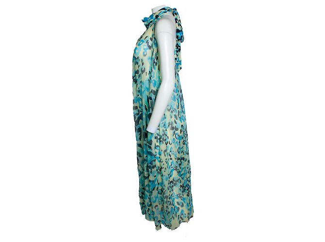 Autre Marque Diane Von Furstenberg, transparente Maxikleid Blau Gelb - Ansicht 2