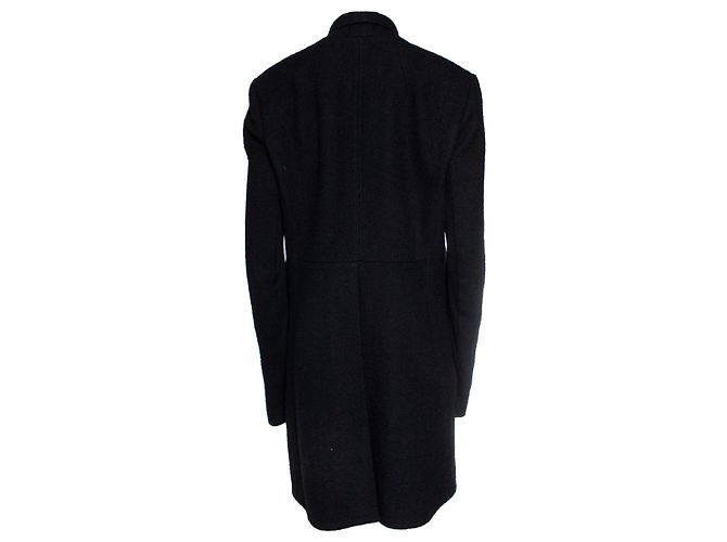 Rick Owens, minimalistischer schwarzer Wollmantel - Ansicht 2