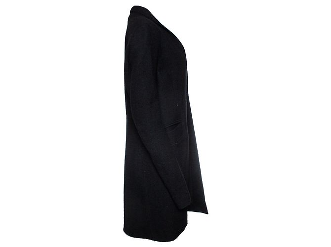 Rick Owens, minimalistischer schwarzer Wollmantel - Ansicht 3