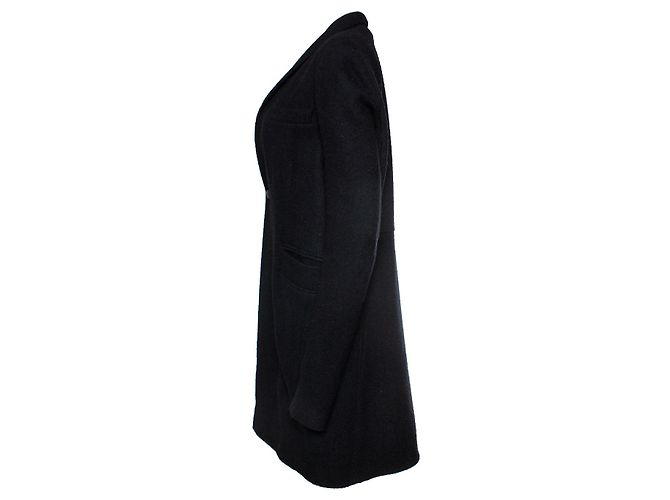 Rick Owens, minimalistischer schwarzer Wollmantel - Ansicht 4