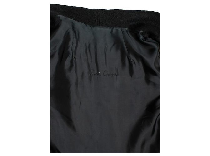 Rick Owens, minimalistischer schwarzer Wollmantel - Ansicht 5