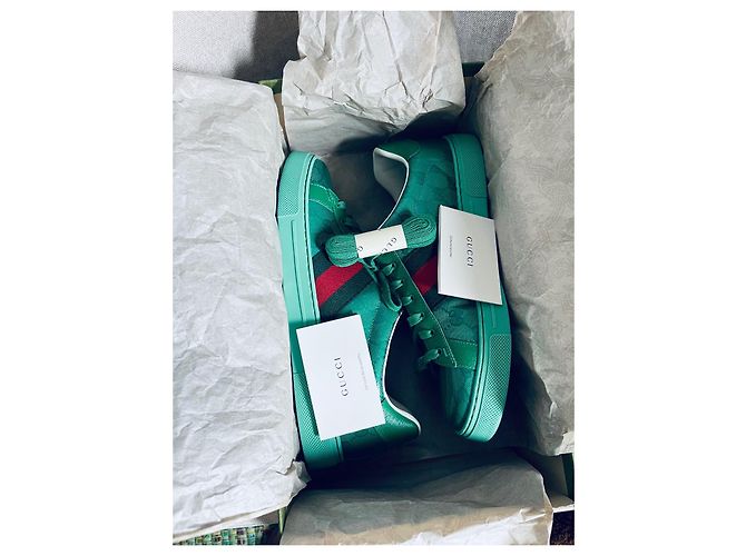 Gucci Ace Sneaker hellgrün Lackleder 43 - Ansicht 10