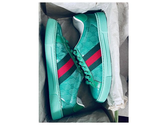 Gucci Ace Sneaker hellgrün Lackleder 43 - Ansicht 11