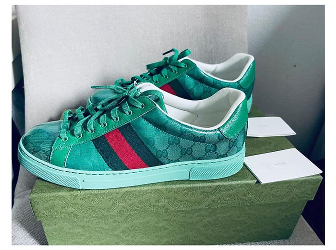 Gucci Ace Sneaker hellgrün Lackleder 43 - Ansicht 2