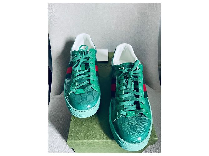 Gucci Ace Sneaker hellgrün Lackleder 43 - Ansicht 3