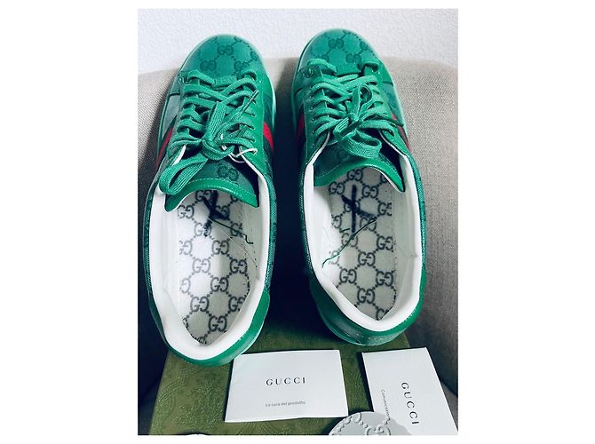Gucci Ace Sneaker hellgrün Lackleder 43 - Ansicht 7