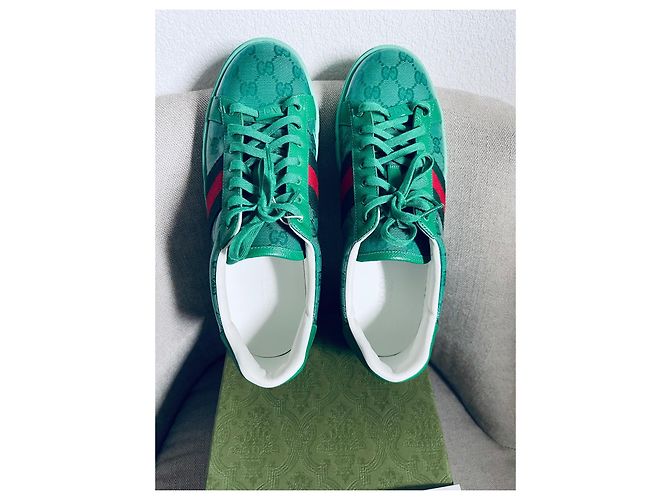 Gucci Ace Sneaker hellgrün Lackleder 43 - Ansicht 9