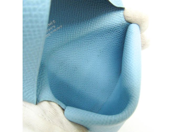 Hermès Tarjetero de cuero Epsom Hermes Calvi Duo Azul claro - vista 10