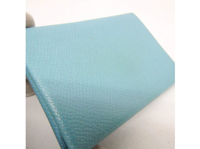Hermès Tarjetero de cuero Epsom Hermes Calvi Duo Azul claro - vista 5