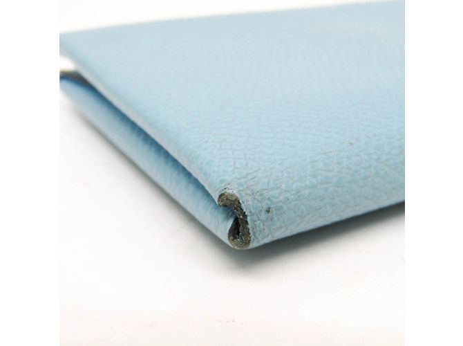 Hermès Tarjetero de cuero Epsom Hermes Calvi Duo Azul claro - vista 7