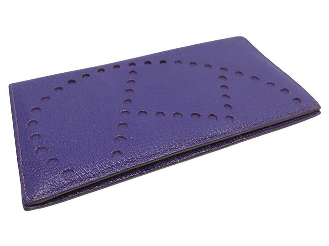 Hermès CARTERA HERMES EVELYNE EN CUERO DE CABRA MYSORE VIOLETA Púrpura - vista 3