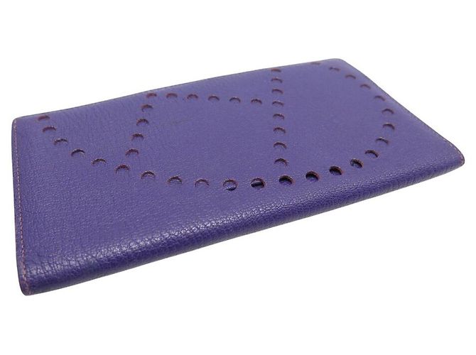 Hermès CARTERA HERMES EVELYNE EN CUERO DE CABRA MYSORE VIOLETA Púrpura - vista 4