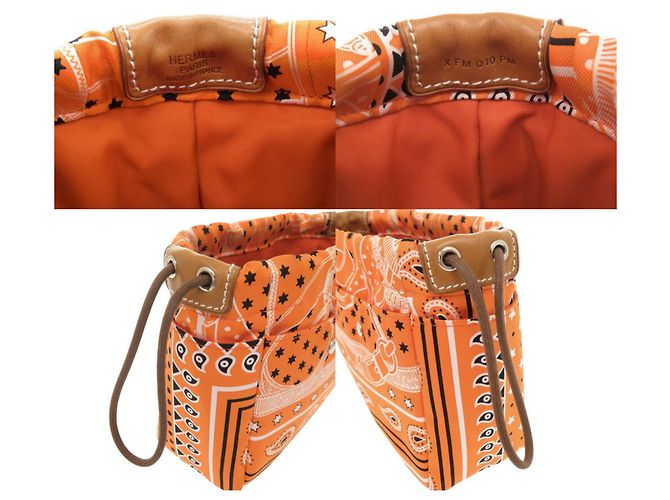 Silk In Hermès Pochette in seta Bag-in-Bag Hermes Foorby 20 Rosso Arancione - vista 9