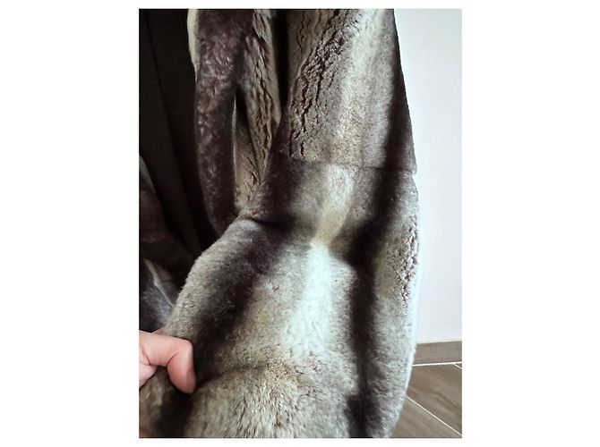 Abrigo de piel Milady gris con capucha - vista 4