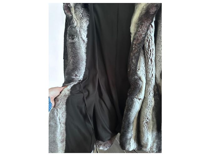 Abrigo de piel Milady gris con capucha - vista 5