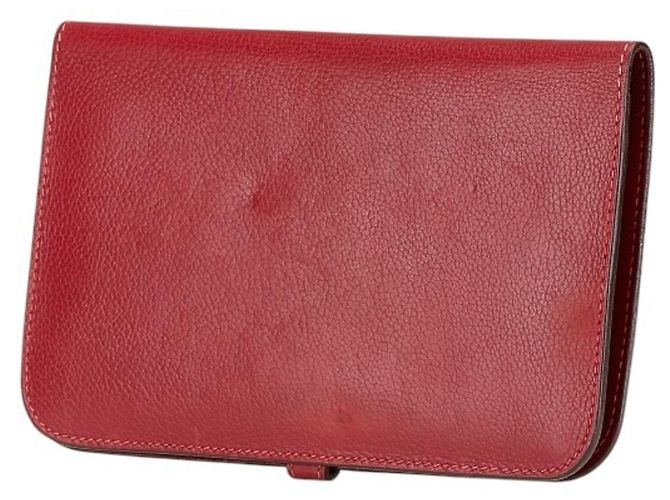 Hermès Hermes Dogon GM Lang Wallet aus rotem Leder - Ansicht 2