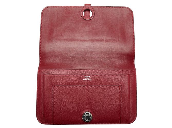 Hermès Hermes Dogon GM Lang Wallet aus rotem Leder - Ansicht 6