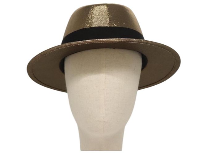 Chapéu SAINT LAURENT em lona tom de ouro Auth bs24106 - vista 2