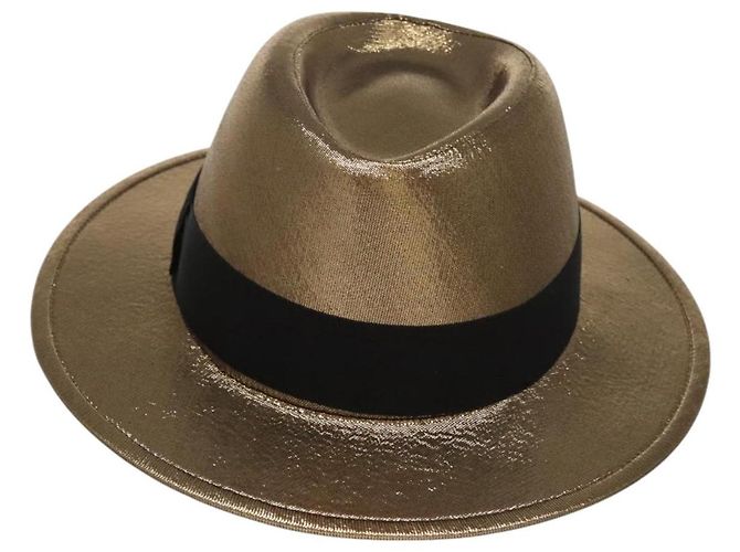 Chapéu SAINT LAURENT em lona tom de ouro Auth bs24106 - vista 3