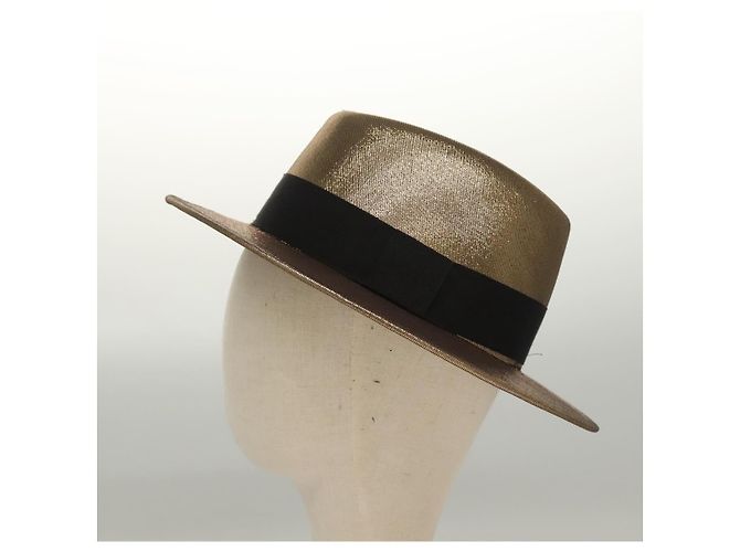 Chapéu SAINT LAURENT em lona tom de ouro Auth bs24106 - vista 4