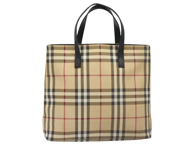 Borsa tote Burberry Nova Check in PVC beige Auth EC998 - vista 13