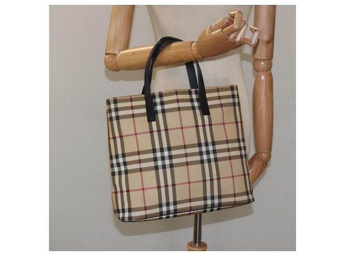 Borsa tote Burberry Nova Check in PVC beige Auth EC998 - vista 20