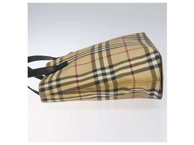 Borsa tote Burberry Nova Check in PVC beige Auth EC998 - vista 4