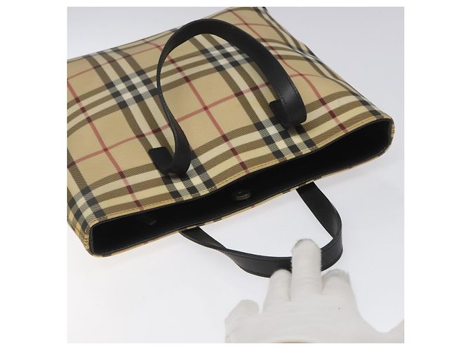 Borsa tote Burberry Nova Check in PVC beige Auth EC998 - vista 6