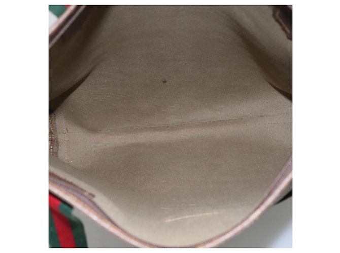 GUCCI GG Supreme Web Sherry Line Borsa Tote PVC Beige Verde Rosso Auth BA943 - vista 11